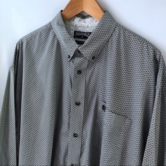Panhandle Slim Gray Geometric Dress Shirt XL - Picture 2 of 8